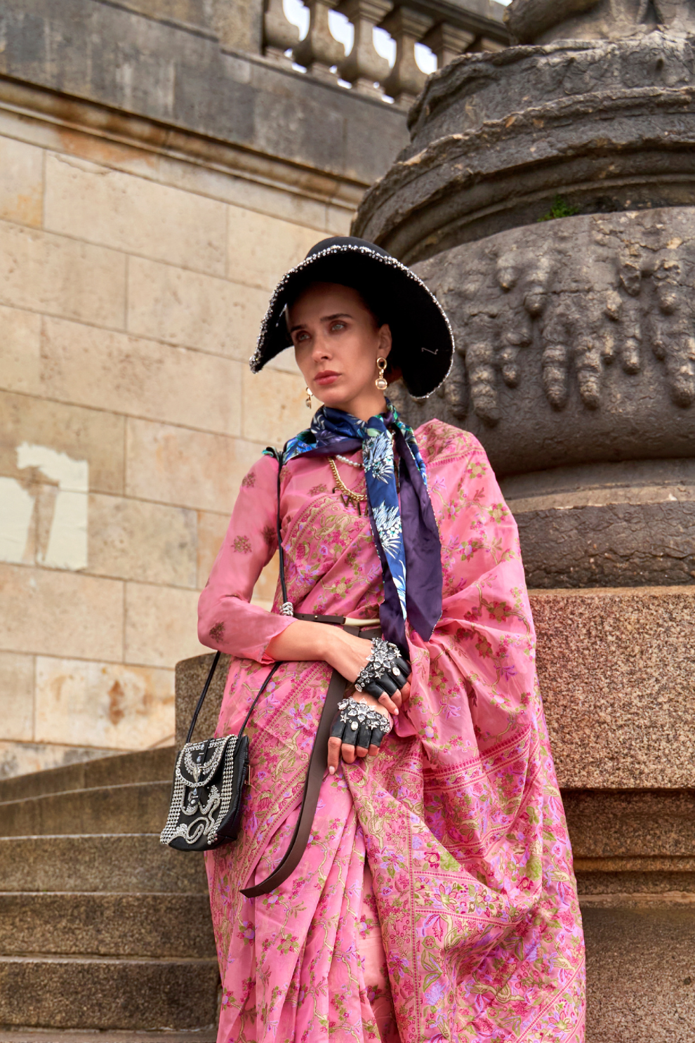 Organza Parsi Handloom Weaving Silk Saree with Delicate Heritage Detailing