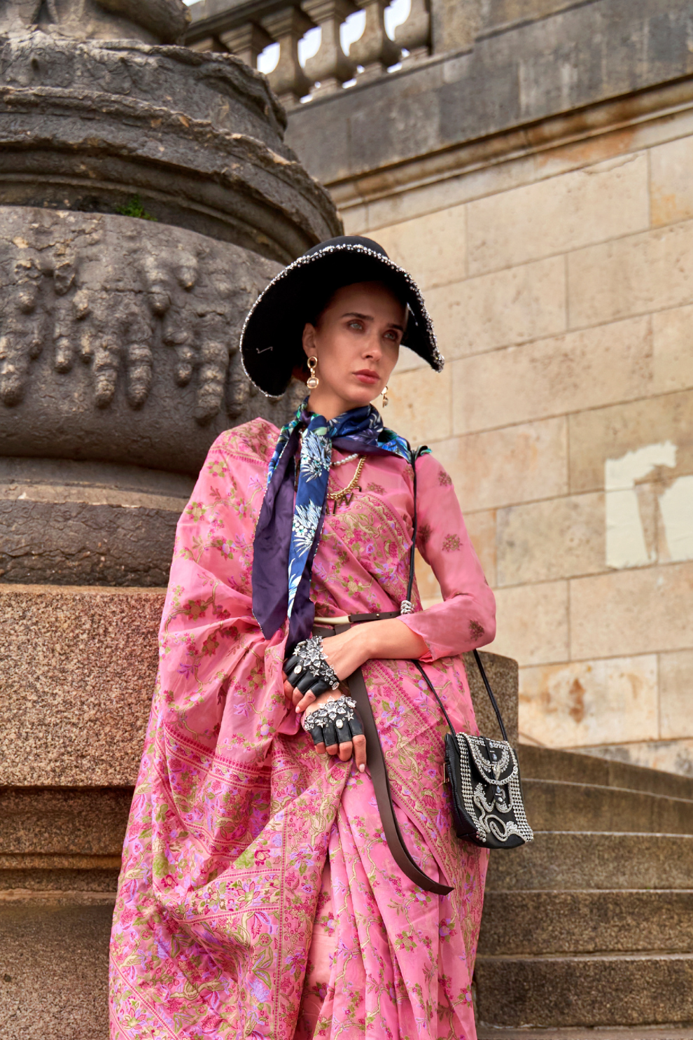 Organza Parsi Handloom Weaving Silk Saree with Delicate Heritage Detailing