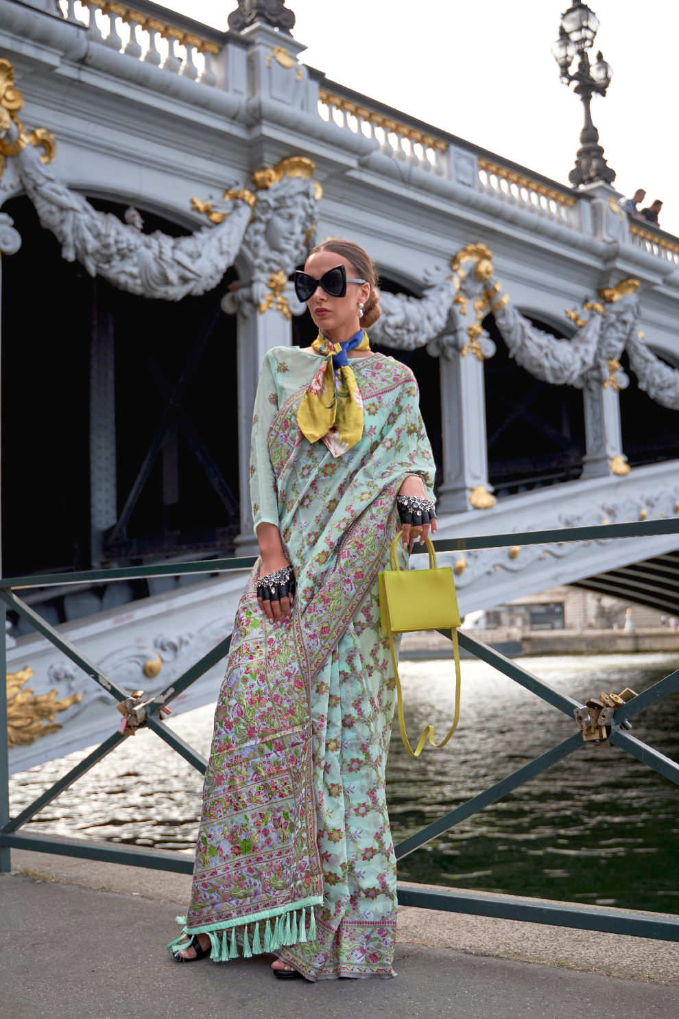 Organza Parsi Handloom Weaving Silk Saree with Delicate Heritage Detailing