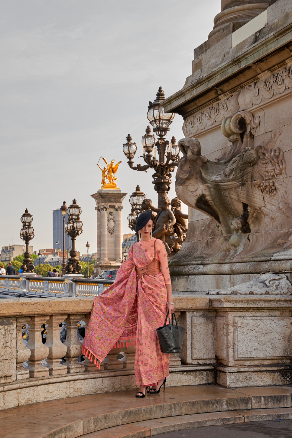 Organza Parsi Handloom Weaving Silk Saree with Delicate Heritage Detailing