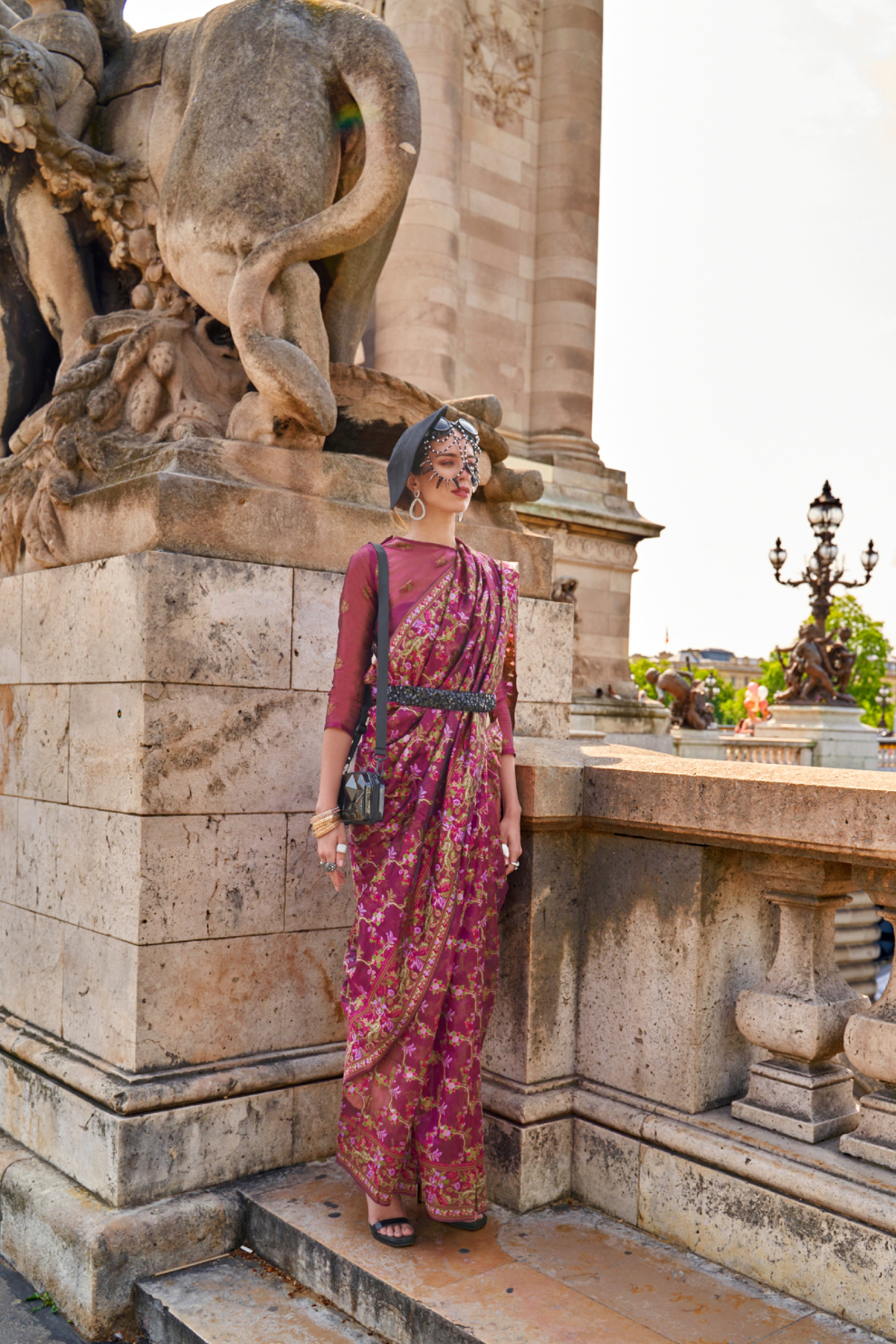 Organza Parsi Handloom Weaving Silk Saree with Delicate Heritage Detailing