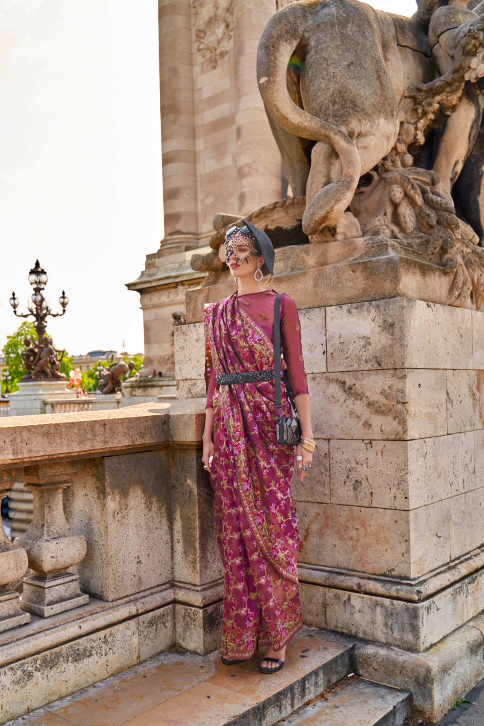 Organza Parsi Handloom Weaving Silk Saree with Delicate Heritage Detailing