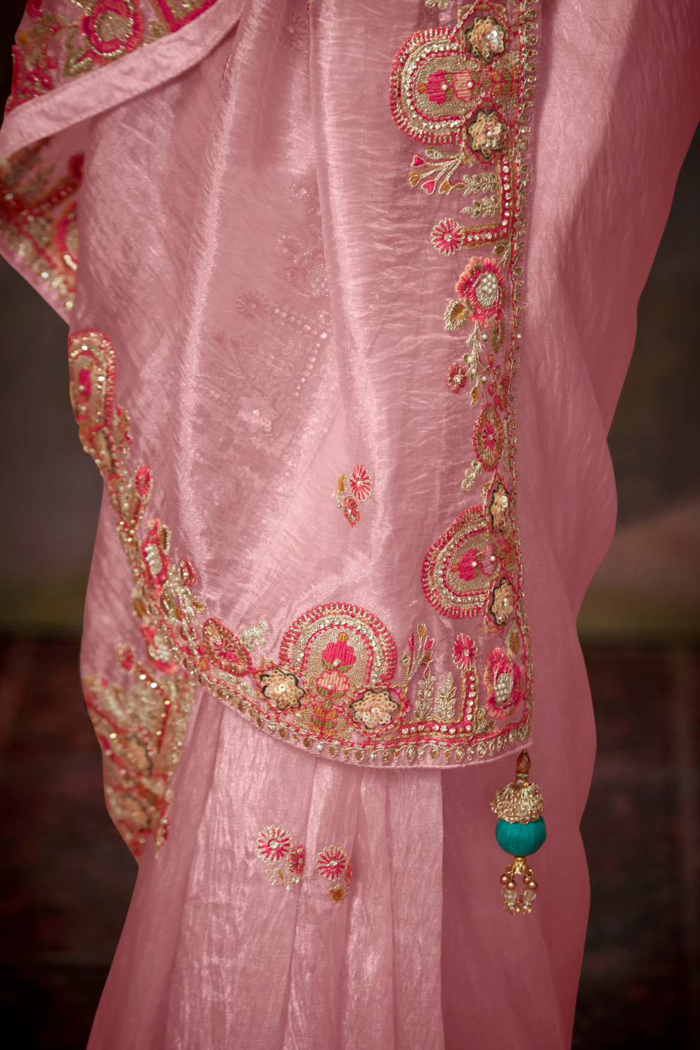 Heavy Embroidered Designer Silk Saree for Elegant Occasions