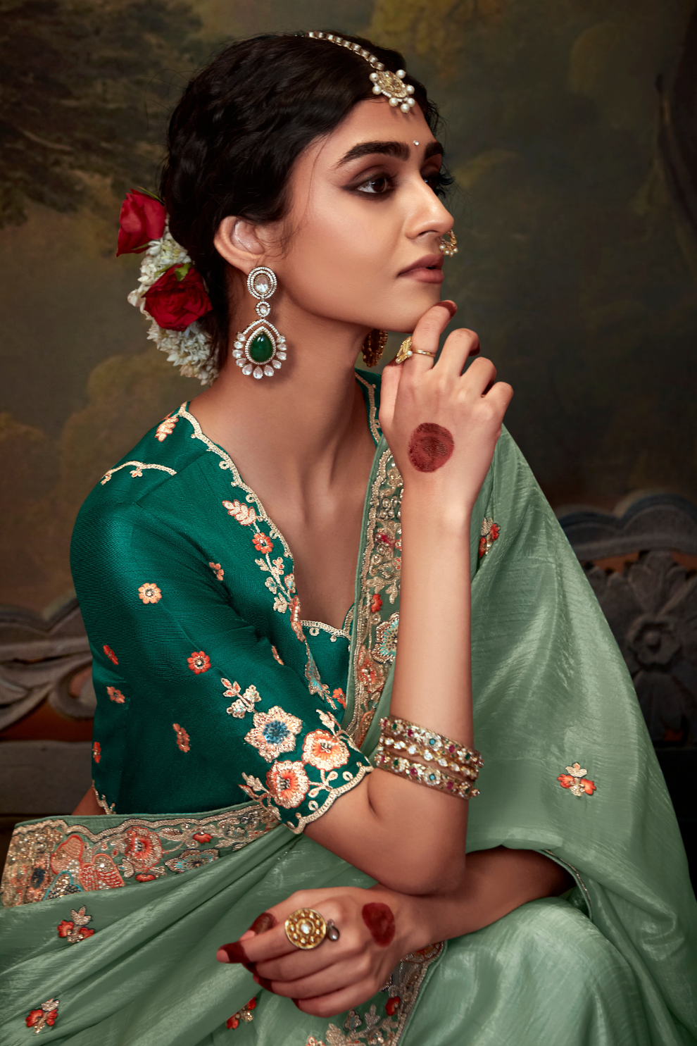 Heavy Embroidered Designer Silk Saree for Elegant Occasions