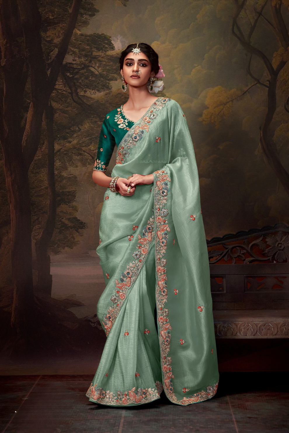 Heavy Embroidered Designer Silk Saree for Elegant Occasions