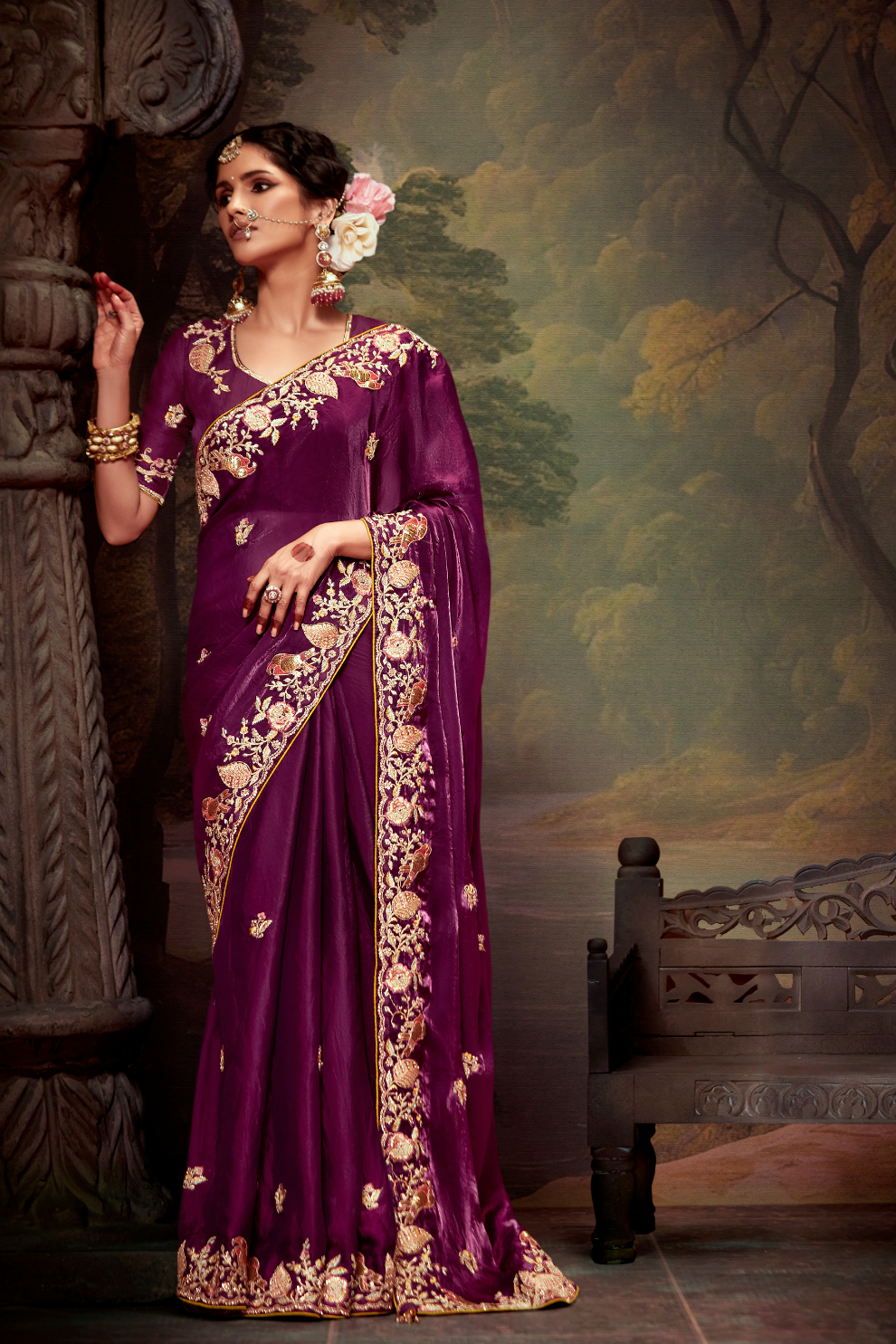 Heavy Embroidered Designer Silk Saree for Elegant Occasions
