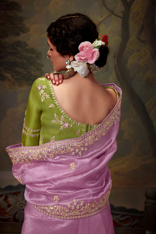 Heavy Embroidered Designer Silk Saree for Elegant Occasions