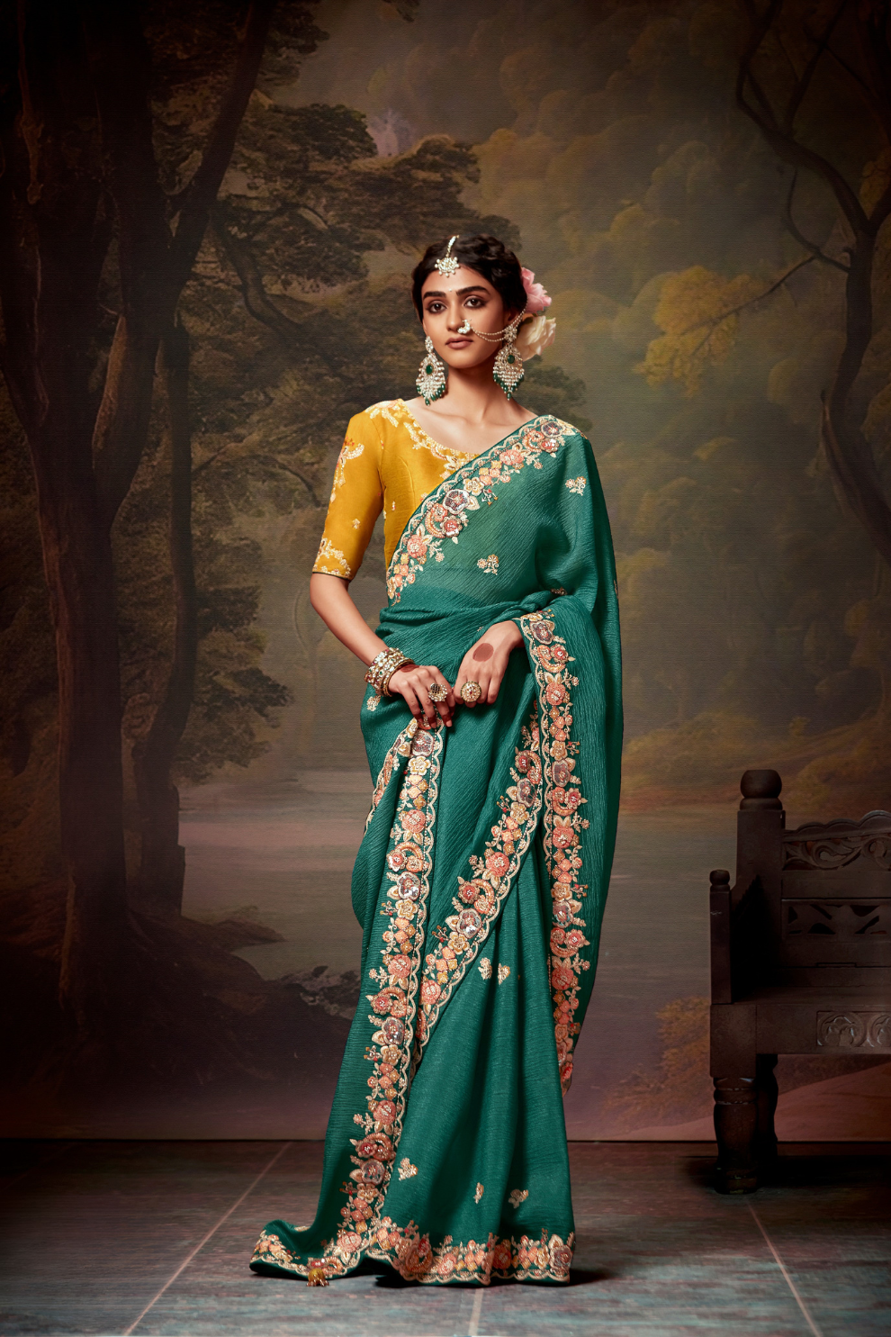 Heavy Embroidered Designer Silk Saree for Elegant Occasions