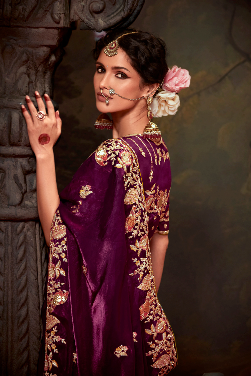 Heavy Embroidered Designer Silk Saree for Elegant Occasions