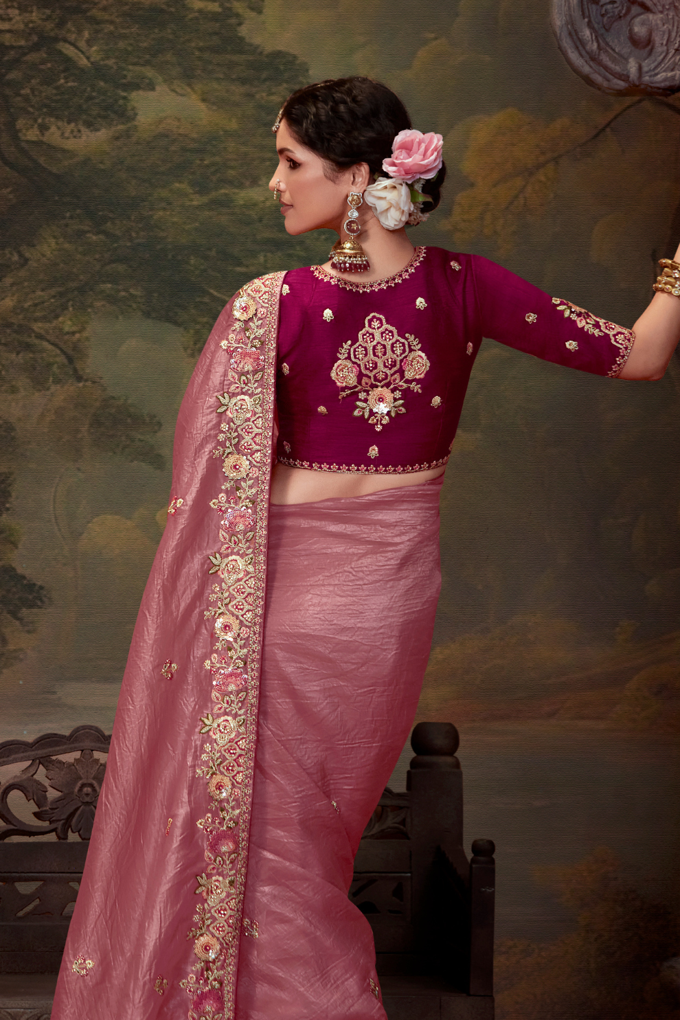 Heavy Embroidered Designer Silk Saree for Elegant Occasions