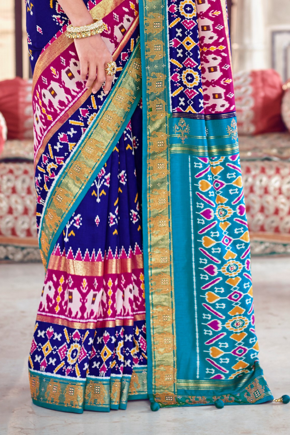 Dola Silk Saree with Ethnic Traditional  Patola Print Design