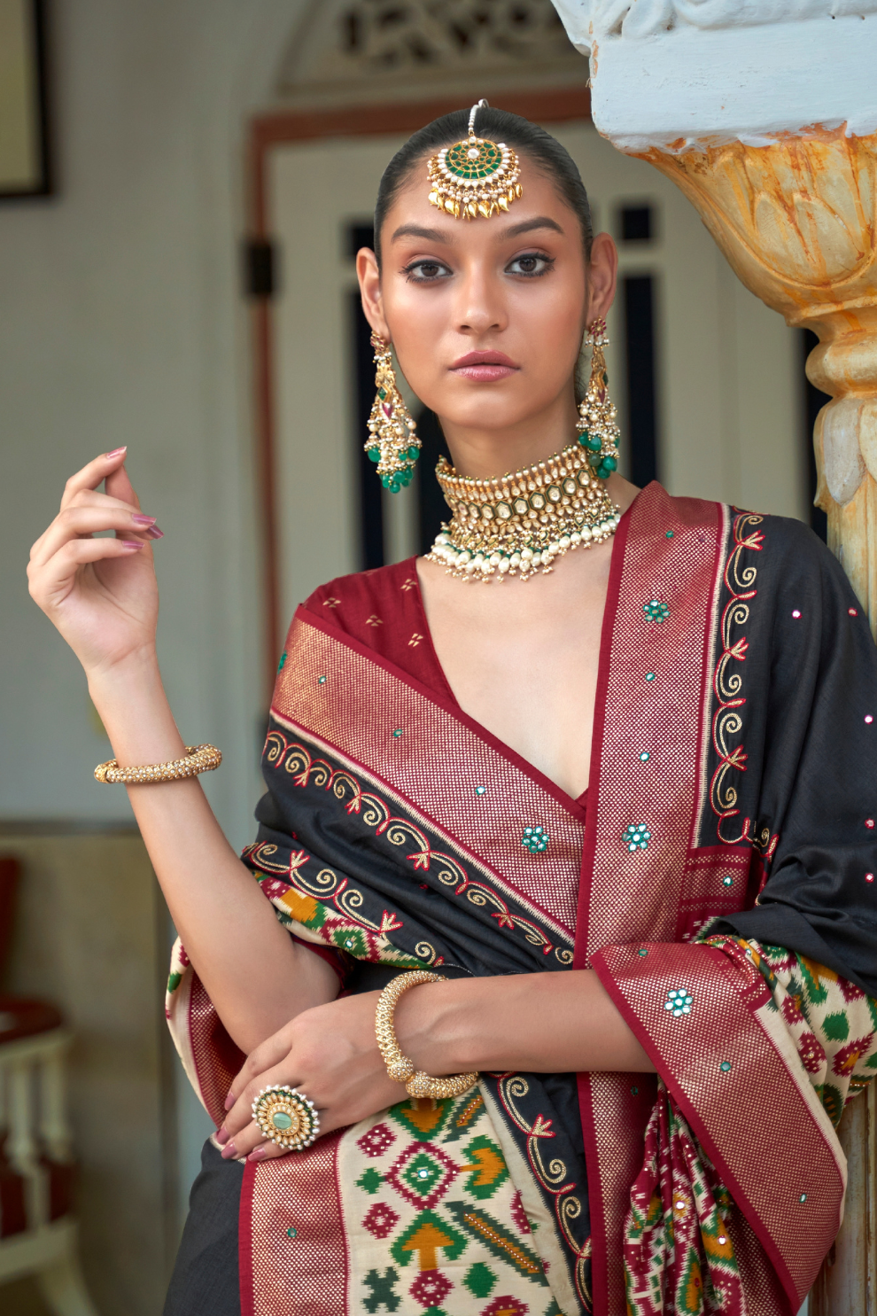 Traditional Patola Design Silk Saree with Rich Prints