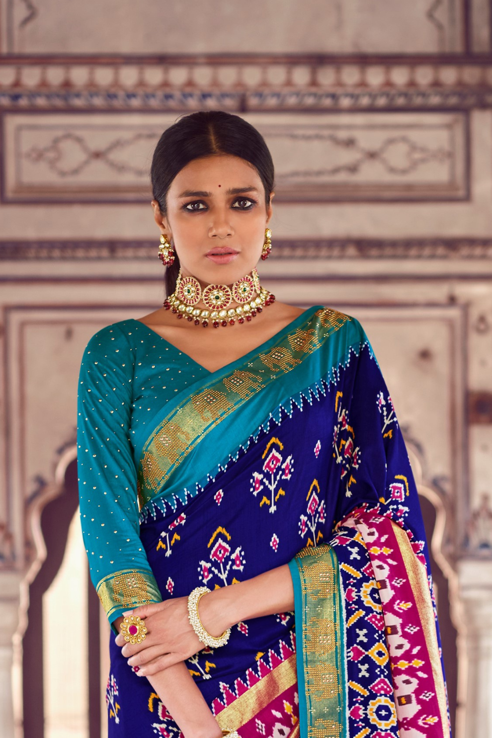 Dola Silk Saree with Ethnic Traditional  Patola Print Design