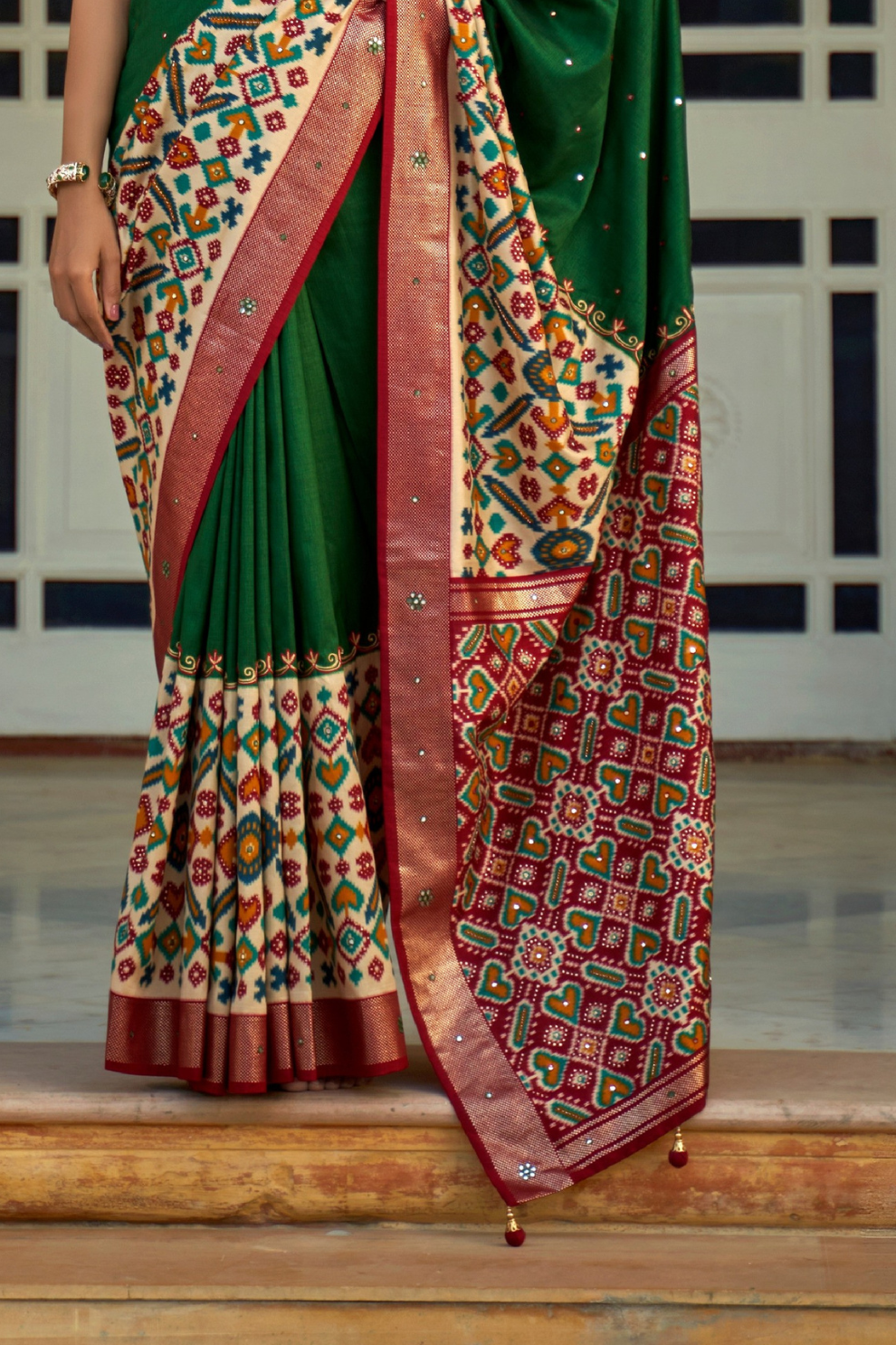 Traditional Patola Design Silk Saree with Rich Prints