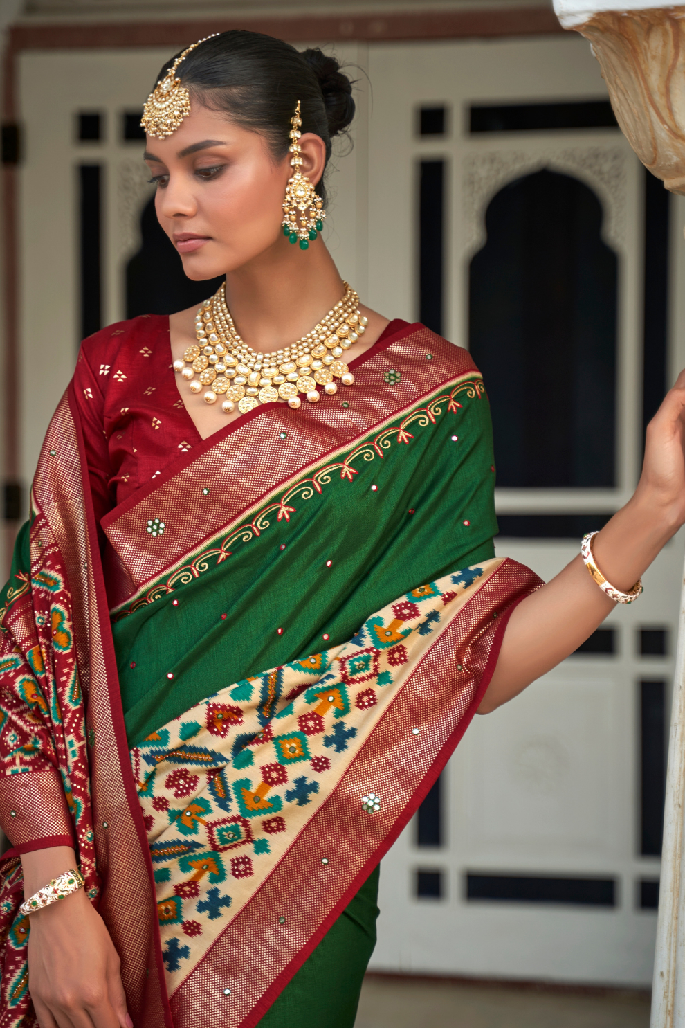 Traditional Patola Design Silk Saree with Rich Prints