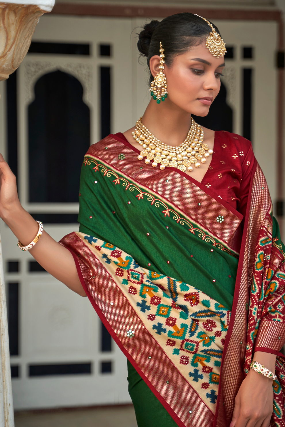 Traditional Patola Design Silk Saree with Rich Prints