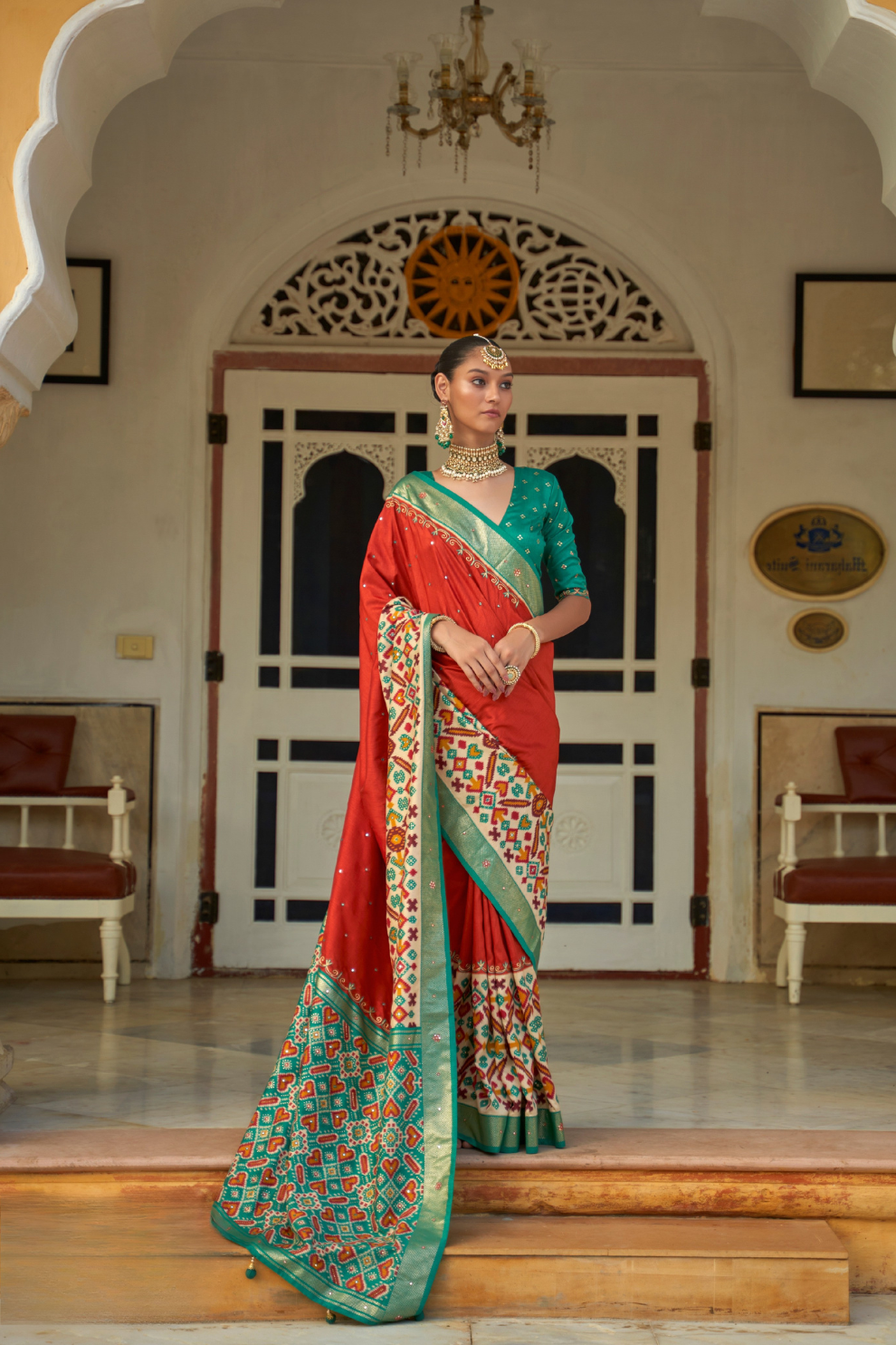 Traditional Patola Design Silk Saree with Rich Prints