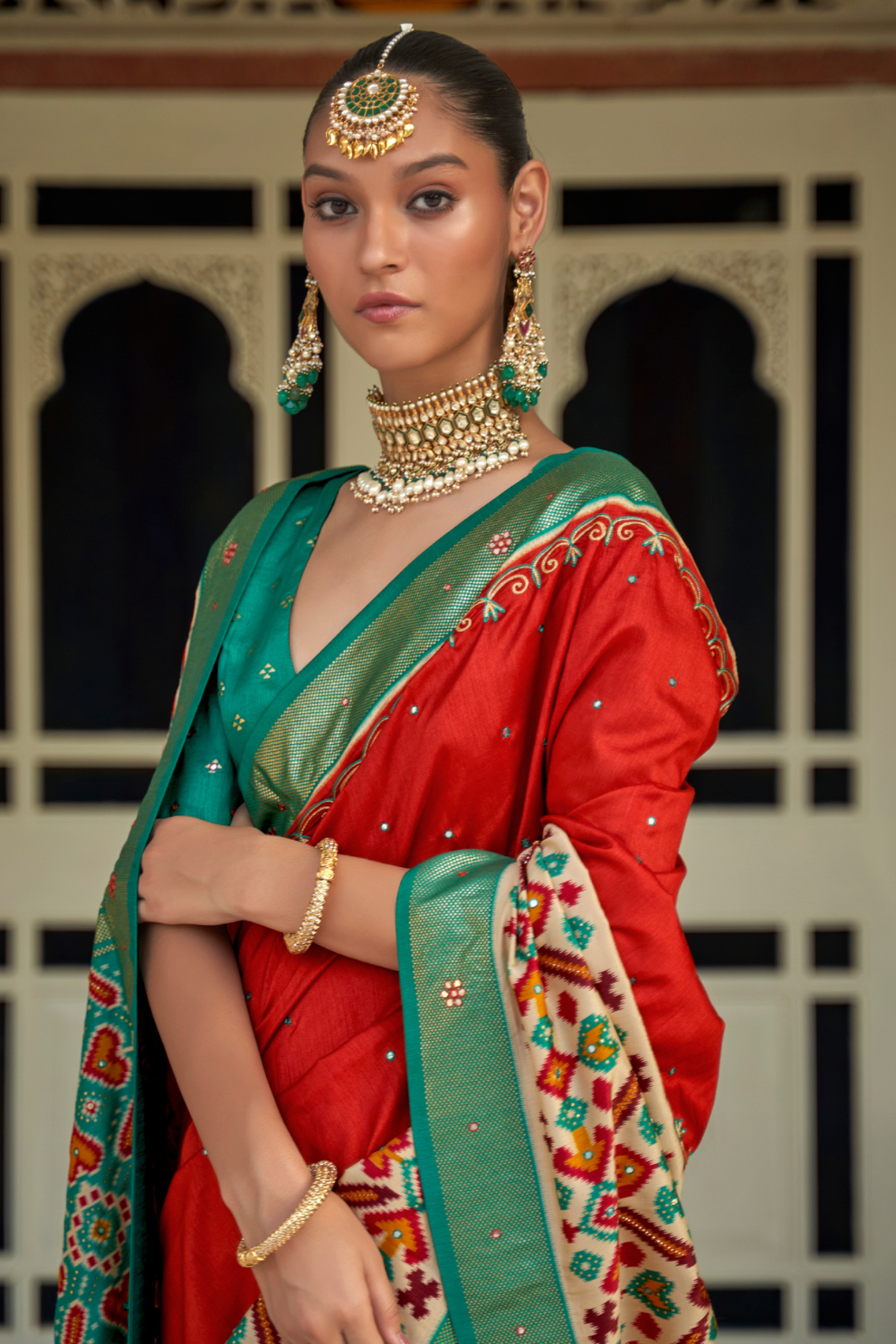 Traditional Patola Design Silk Saree with Rich Prints