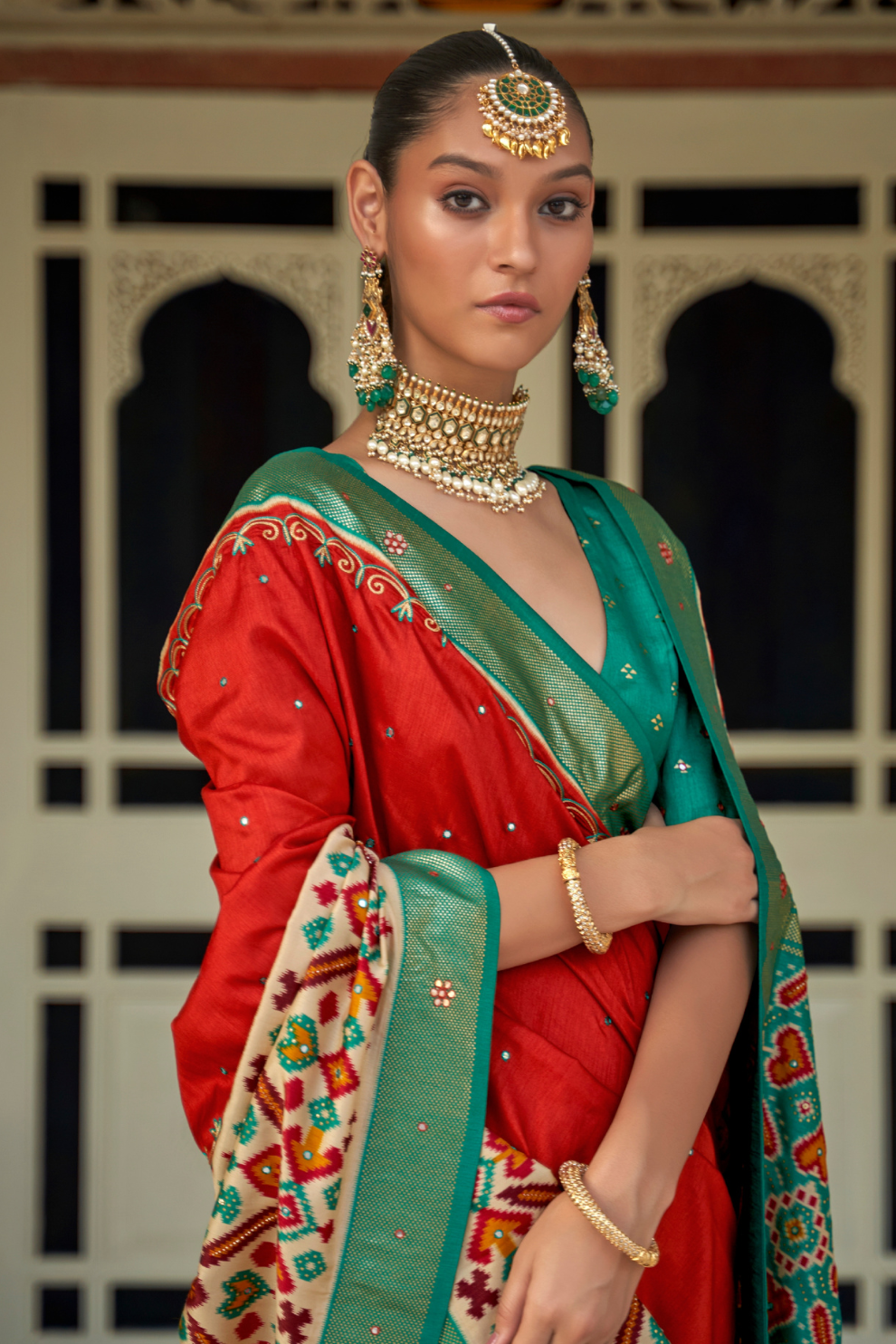 Traditional Patola Design Silk Saree with Rich Prints