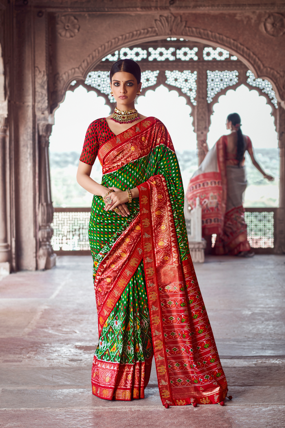 Dola Silk Saree with Ethnic Traditional  Patola Print Design