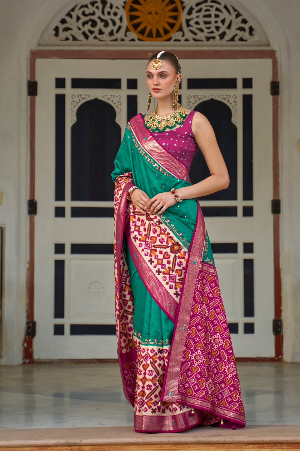 Traditional Patola Design Silk Saree with Rich Prints