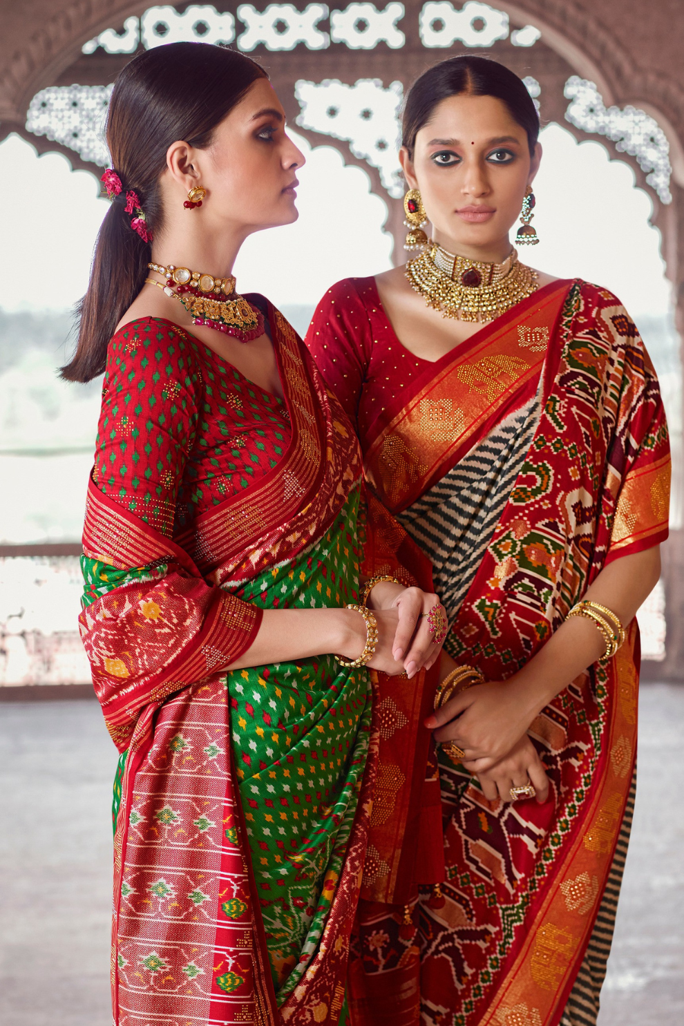 Dola Silk Saree with Ethnic Traditional  Patola Print Design