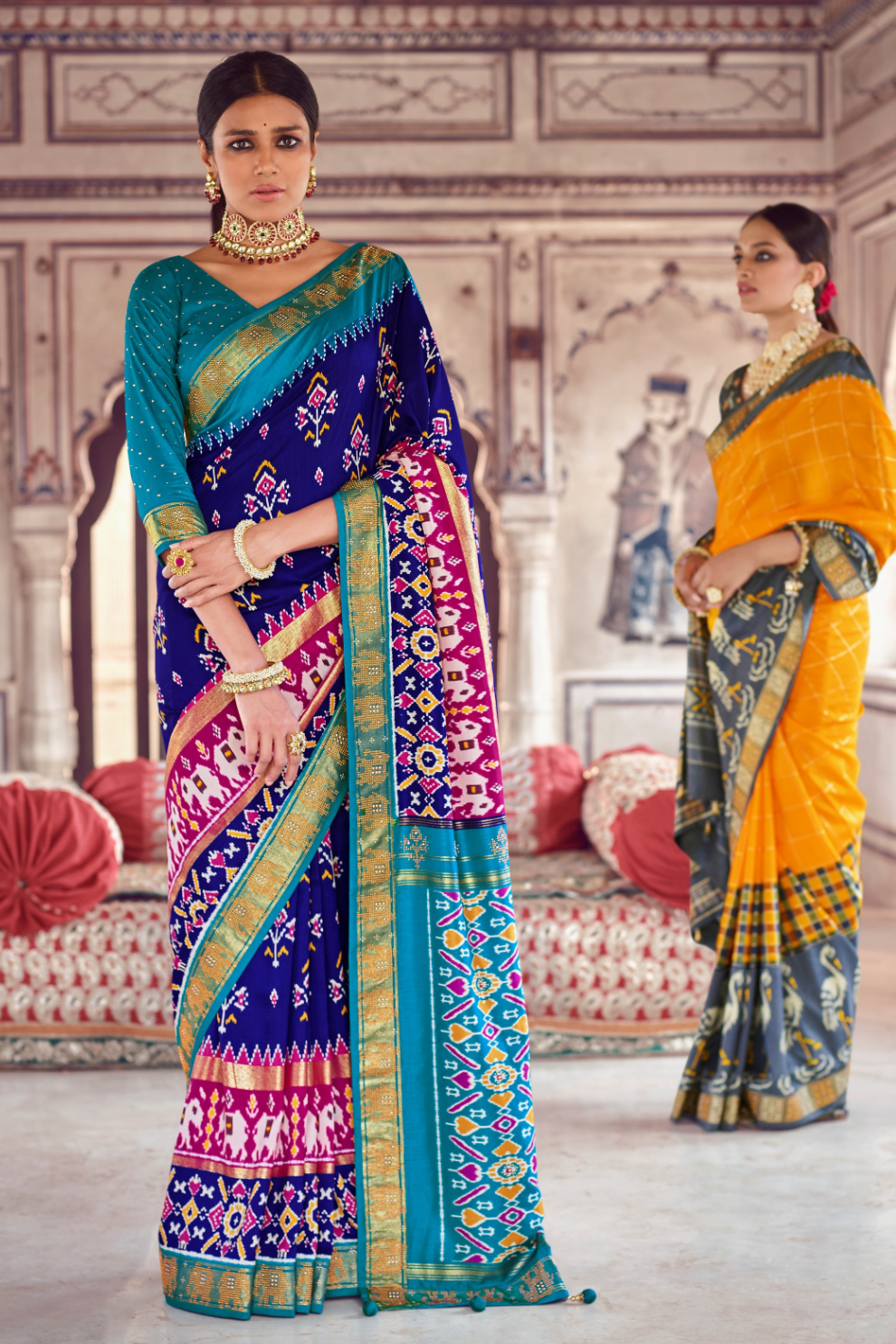 Dola Silk Saree with Ethnic Traditional  Patola Print Design