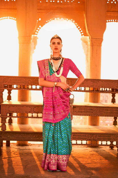 Elegant Patola Printed Art Silk Saree with Intricate Design