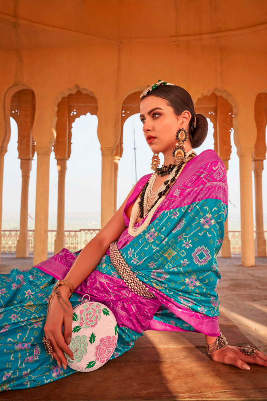 Elegant Patola Printed Art Silk Saree with Intricate Design