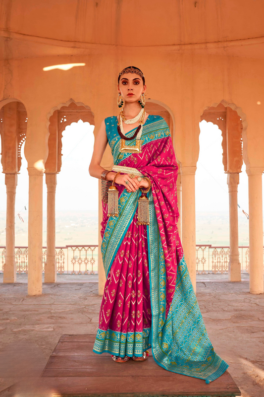 Elegant Patola Printed Art Silk Saree with Intricate Design