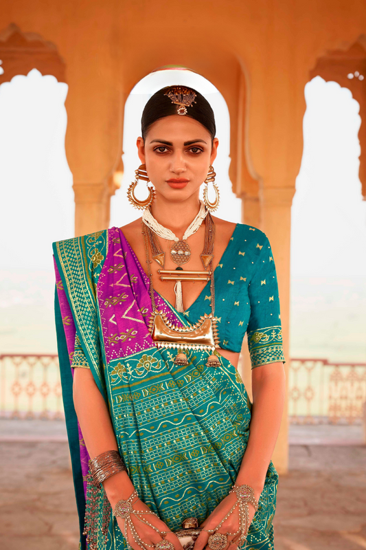 Elegant Patola Printed Art Silk Saree with Intricate Design