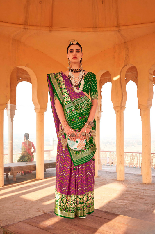 Elegant Patola Printed Art Silk Saree with Intricate Design