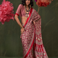 Printed Ajrakh Satin Crepe Saree with Ethnic Artistic Patterns