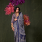 Printed Ajrakh Satin Crepe Saree with Ethnic Artistic Patterns
