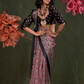 Printed Ajrakh Satin Crepe Saree with Ethnic Artistic Patterns