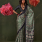 Printed Ajrakh Satin Crepe Saree with Ethnic Artistic Patterns