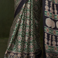Printed Ajrakh Satin Crepe Saree with Ethnic Artistic Patterns