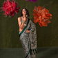 Printed Ajrakh Satin Crepe Saree with Ethnic Artistic Patterns
