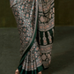 Printed Ajrakh Satin Crepe Saree with Ethnic Artistic Patterns