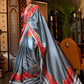 Printed Japan Satin Creep Saree with Elegant Flowing Drape