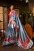 Printed Japan Satin Creep Saree with Elegant Flowing Drape