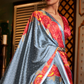 Printed Japan Satin Creep Saree with Elegant Flowing Drape