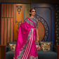 Printed Japan Satin Creep Saree with Elegant Flowing Drape