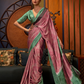Printed Japan Satin Creep Saree with Elegant Flowing Drape