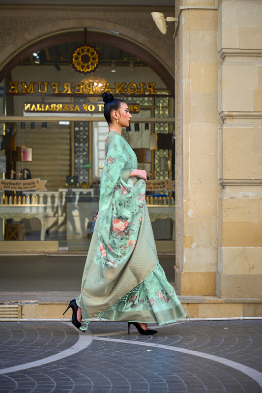 Poly Brasso Saree with Fine Handloom Weaving Detail