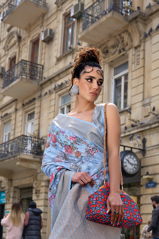 Poly Brasso Saree with Fine Handloom Weaving Detail