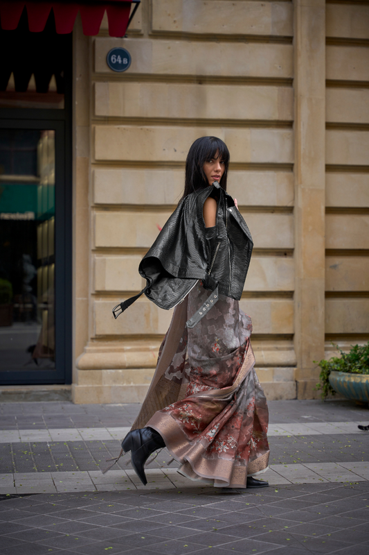 Poly Brasso Saree with Fine Handloom Weaving Detail