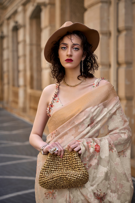 Poly Brasso Saree with Fine Handloom Weaving Detail