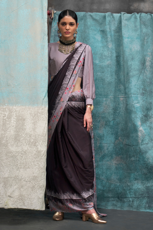 Pure Silk Crepe Saree with Statement Prints
