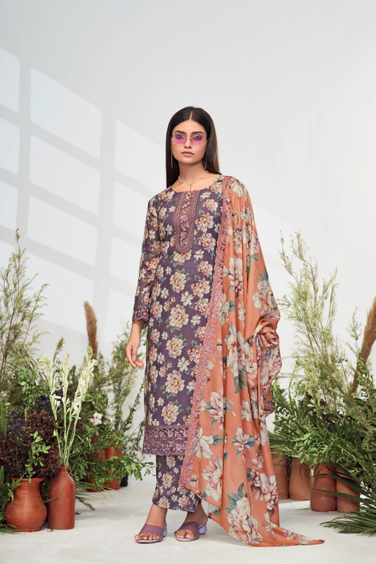 Elegent Pure Cotton Digital Print With Embroidery Designer Festive Wear Salwar Suit Set